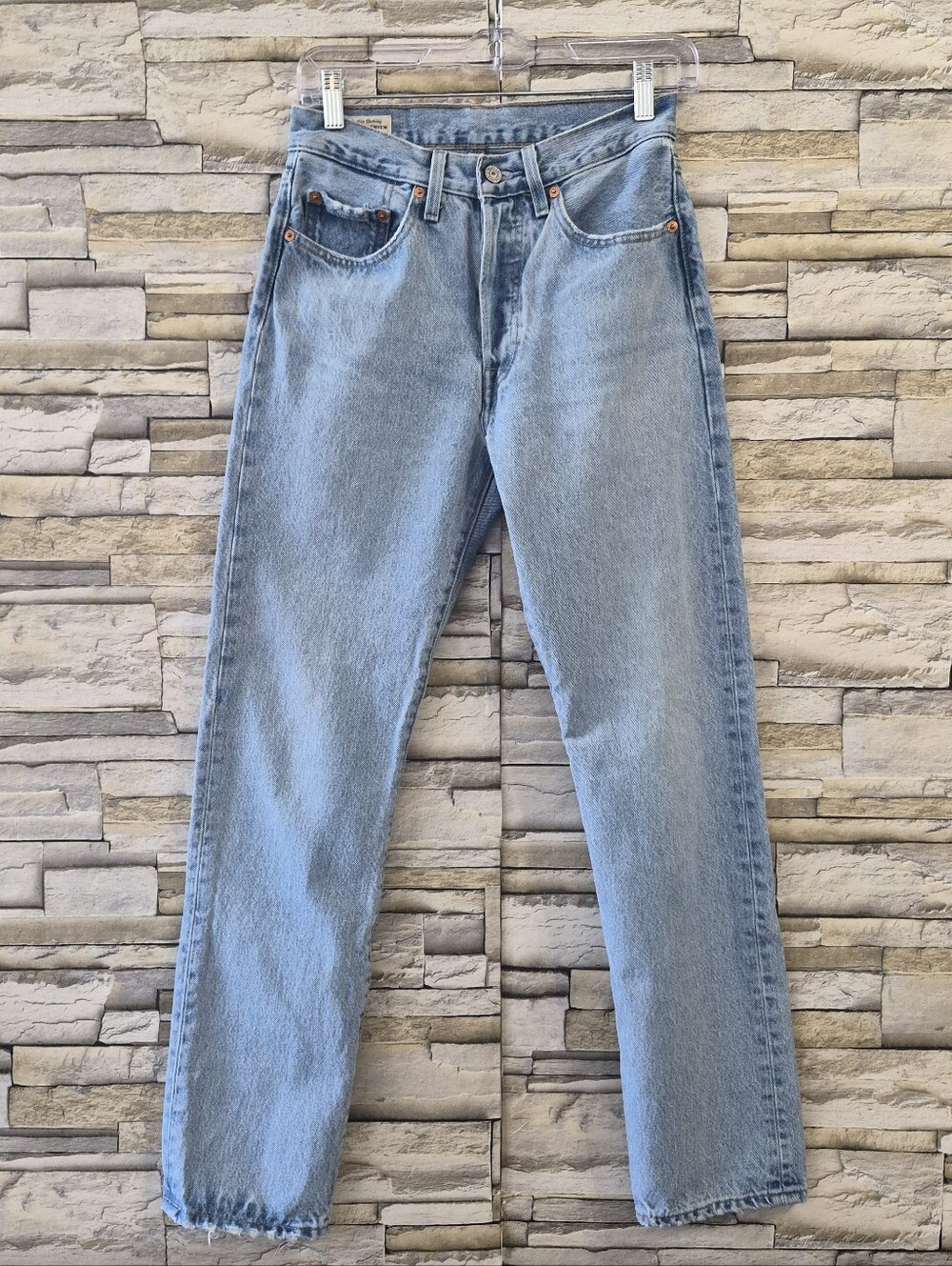 Levi's Premium 501 Straight Jeans Women's 25 Light Wash Rigid Cotton Button Fly